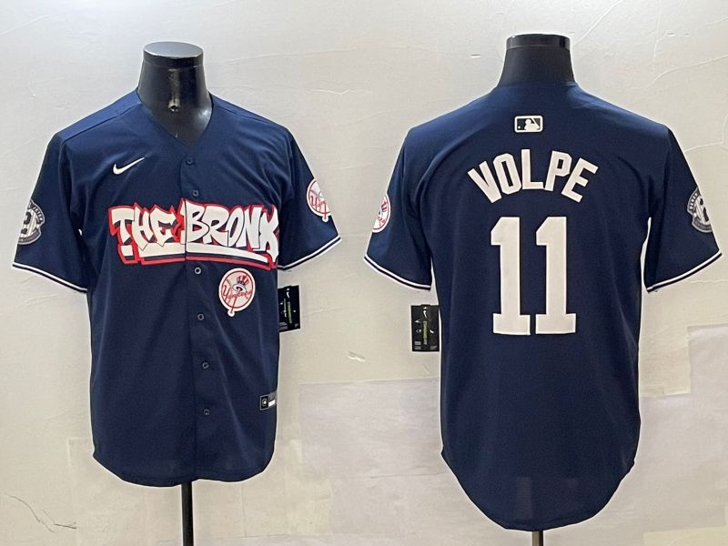 Men New York Yankees 11 Volpe Drak Blue four generations Joint Name 2025 Nike MLB Jersey style 6